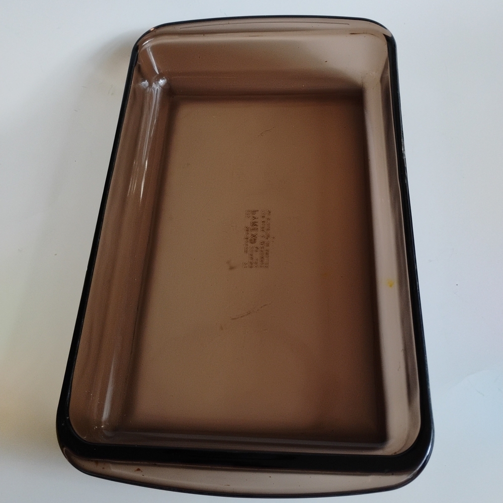 Vintage Pyrex Corning Baking Casserole Dish 232 Brown Amber Glass 28x18x4cm Used